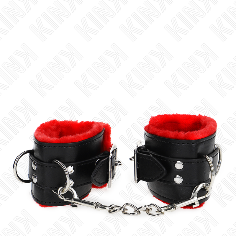 KINK - LINED WRISTBANDS WITH SQUARE HOLES, RED AND ADJUSTABLE BLACK STRAP, 17-29 CM X 6 CM