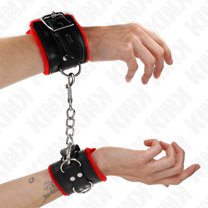 KINK - LINED WRISTBANDS WITH SQUARE HOLES, RED AND ADJUSTABLE BLACK STRAP, 17-29 CM X 6 CM