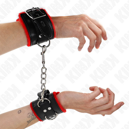 KINK - LINED WRISTBANDS WITH SQUARE HOLES, RED AND ADJUSTABLE BLACK STRAP, 17-29 CM X 6 CM