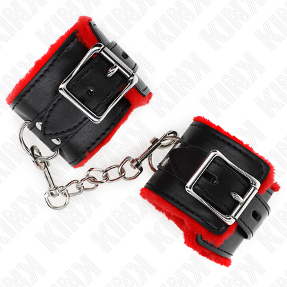 KINK - LINED WRISTBANDS WITH SQUARE HOLES, RED AND ADJUSTABLE BLACK STRAP, 17-29 CM X 6 CM