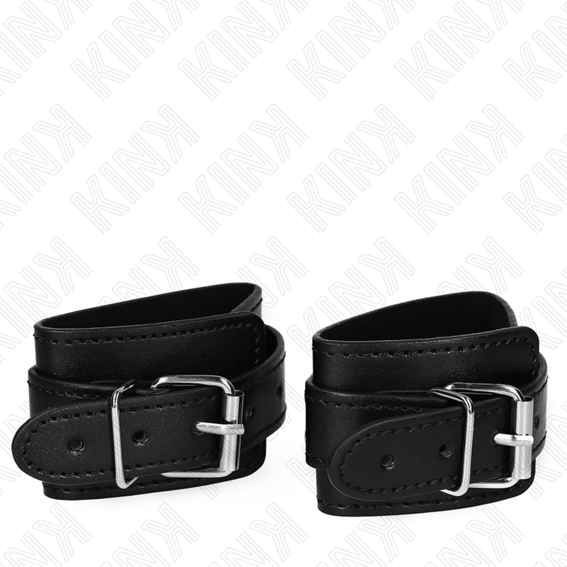 KINK - Dungeon Style Wristbands with Lock, Black, Adjustable, 21-28 cm x 5.5 cm