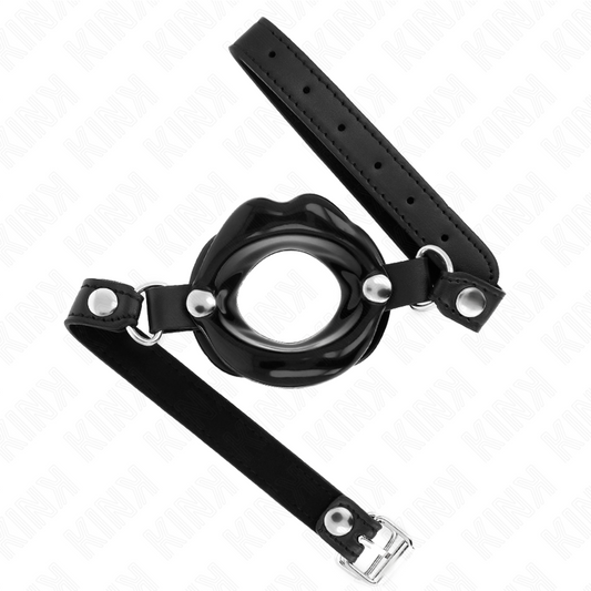 KINK - 8 CM LIP GAG WITH BLACK FAUX LEATHER STRAP 63 x 2 CM ADJUSTABLE 39-58 CM