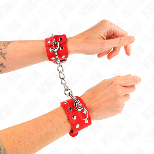 KINK - ADJUSTABLE DOUBLE ROW STUD WRISTBANDS RED