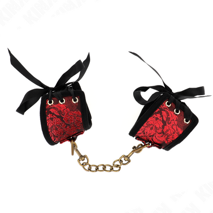 KINK - WRISTBANDS SCANDAL DESIGN RED-BLACK BOW DETAIL 24.5 CM X 6.5 CM