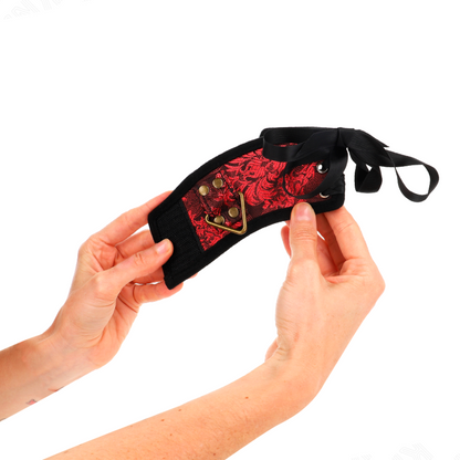 KINK - WRISTBANDS SCANDAL DESIGN RED-BLACK BOW DETAIL 24.5 CM X 6.5 CM