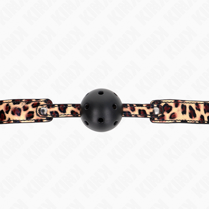 KINK - MORDAZA DE BOLA 4.5 CM TRANSPIRABLE LEOPARDO 65 x 2.5 CM