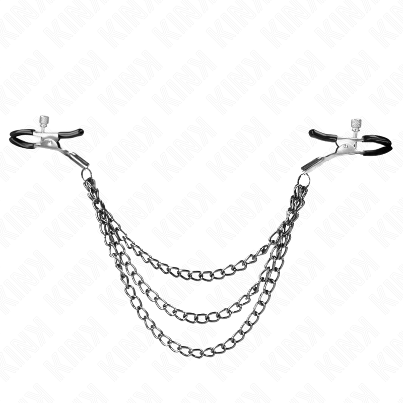 KINK - NIPPLE CLIPS WITH TRIPLE CHAIN ​​BLACK 20/23/28 CM