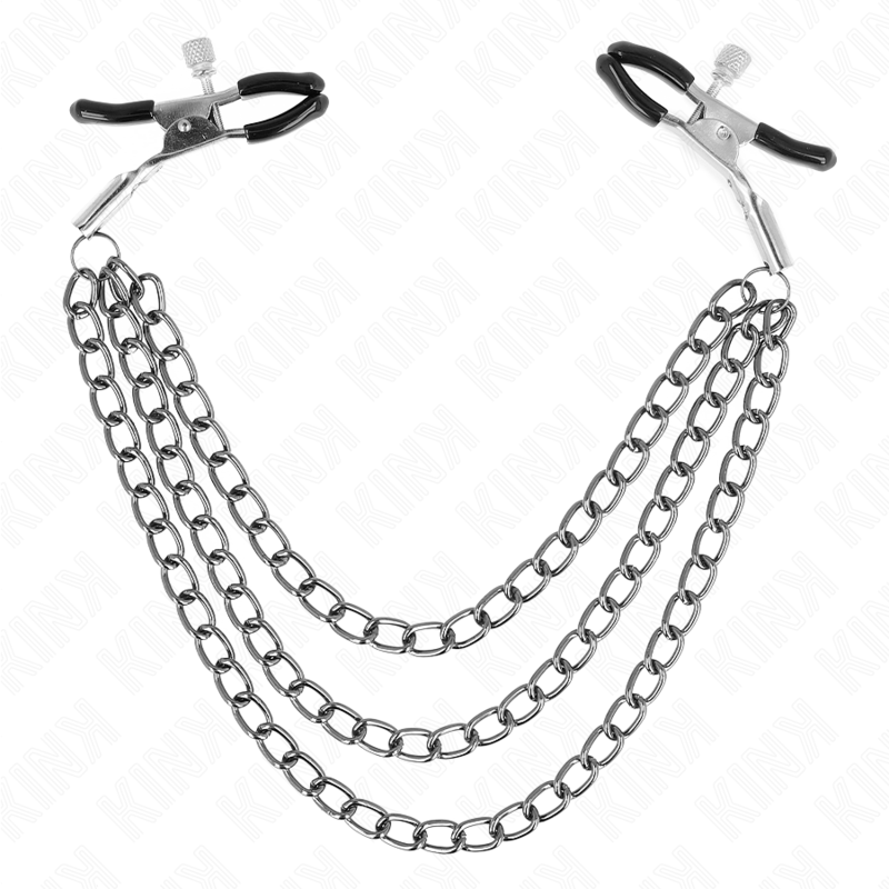 KINK - NIPPLE CLIPS WITH TRIPLE CHAIN ​​BLACK 20/23/28 CM
