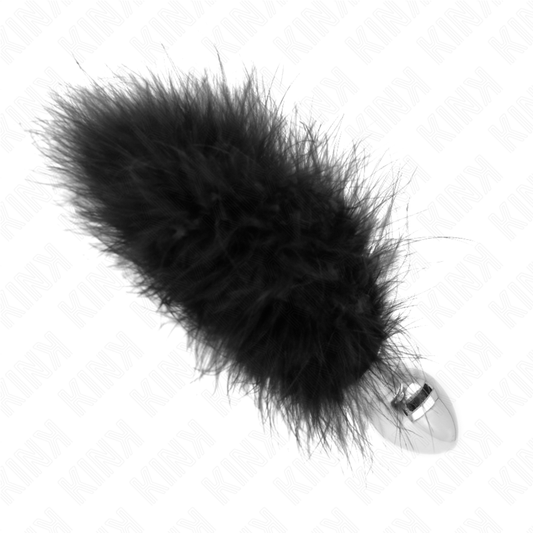 KINK - ANAL PLUG 11 x 7 CM STAINLESS STEEL WITH 11 CM FEATHER