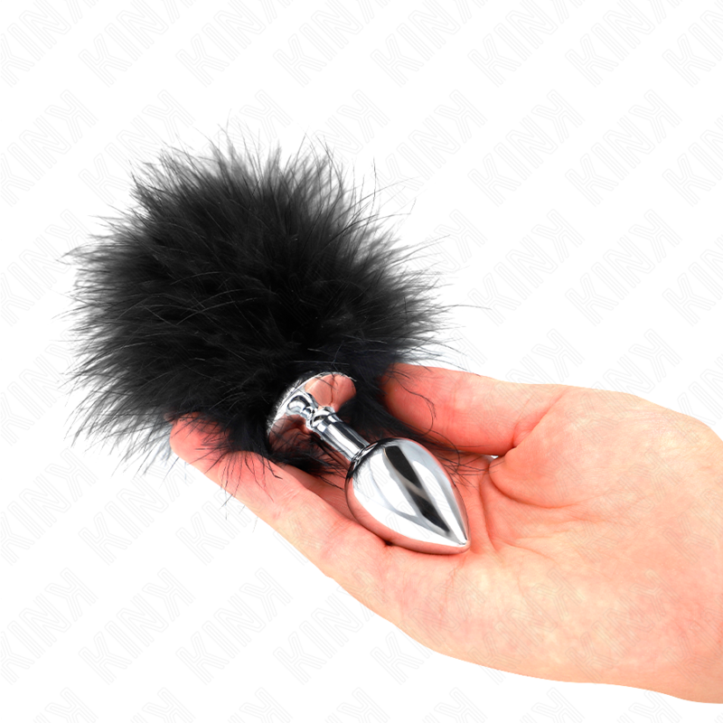 KINK - ANAL PLUG 11 x 7 CM STAINLESS STEEL WITH 11 CM FEATHER