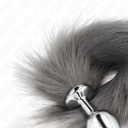 KINK - ANAL PLUG SIZE M 8 X 3.5 CM WITH 40 CM SYNTHETIC TAIL SILVER AND WHITE
