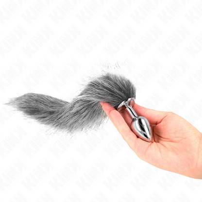 KINK - ANAL PLUG SIZE S 7 X 3 CM WITH SYNTHETIC TAIL 40 CM SILVER