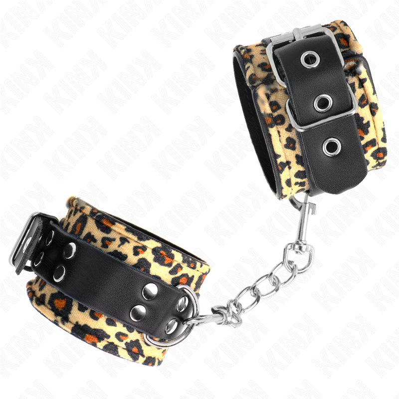 KINK - LEOPARD STYLE LEATHER WRISTBANDS ADJUSTABLE 18-29 CM X 5.5 CM