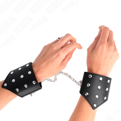 KINK - Pointed Style Wristbands, Black, with Adjustable Chain, 17-23 cm x 8.5 cm