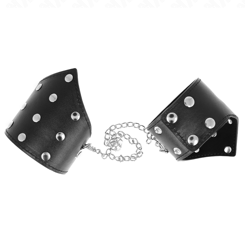 KINK - Pointed Style Wristbands, Black, with Adjustable Chain, 17-23 cm x 8.5 cm