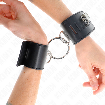 KINK - Fixed Wristbands with Ring and Adjustable Black Padlock Closure 16-23 cm x 5.5 cm