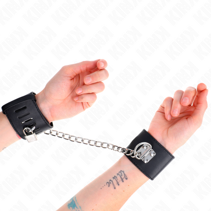 KINK - Fixed Wristbands with 30cm Chain and Adjustable Black Padlock Closure 16-23cm x 5.5cm
