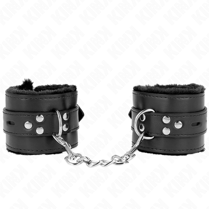 KINK - LINED WRISTBANDS WITH SQUARE HOLES BLACK AND ADJUSTABLE BLACK STRAP 17-29 CM X 6 CM