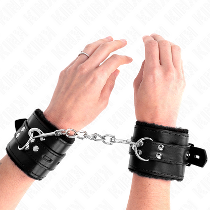 KINK - LINED WRISTBANDS WITH SQUARE HOLES BLACK AND ADJUSTABLE BLACK STRAP 17-29 CM X 6 CM