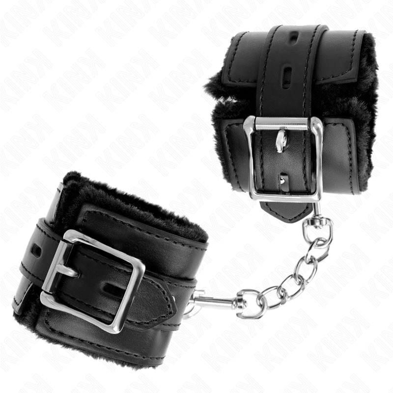 KINK - LINED WRISTBANDS WITH SQUARE HOLES BLACK AND ADJUSTABLE BLACK STRAP 17-29 CM X 6 CM