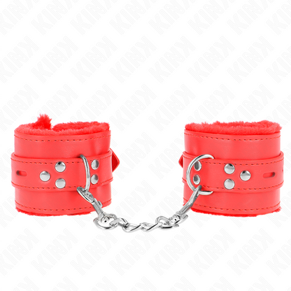 KINK - LINED WRISTBANDS WITH SQUARE HOLES, RED, AND ADJUSTABLE RED STRAP 17-29 CM X 6 CM