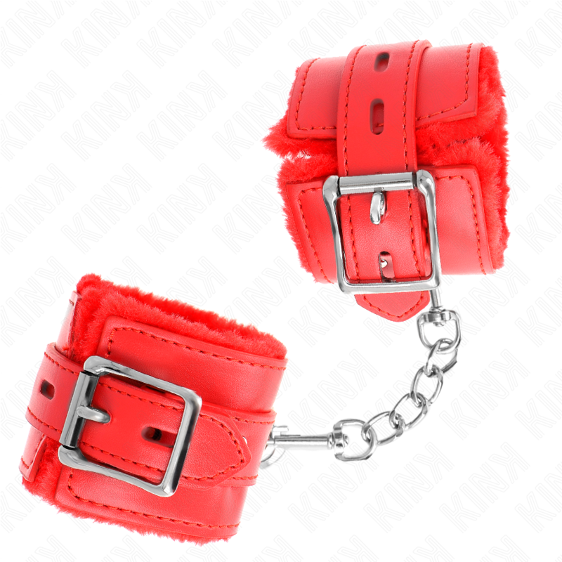 KINK - LINED WRISTBANDS WITH SQUARE HOLES, RED, AND ADJUSTABLE RED STRAP 17-29 CM X 6 CM