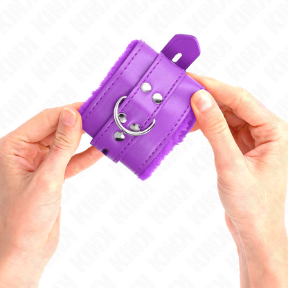 KINK - LINED WRISTBANDS WITH SQUARE HOLES, VIOLET, AND ADJUSTABLE VIOLET STRAP 17-29 CM X 6 CM