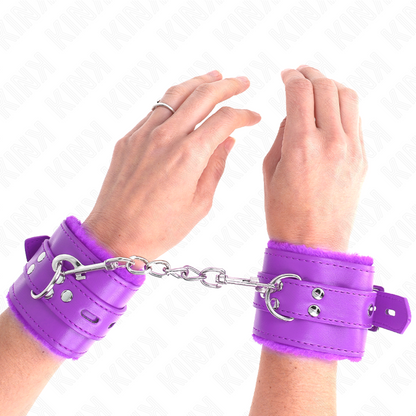 KINK - LINED WRISTBANDS WITH SQUARE HOLES, VIOLET, AND ADJUSTABLE VIOLET STRAP 17-29 CM X 6 CM