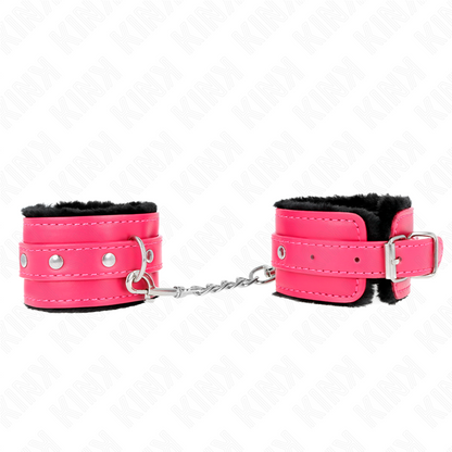 KINK - PREMIUM LINED BLACK WRISTBANDS WITH ADJUSTABLE FUCHSIA STRAP 17-29 CM X 6 CM
