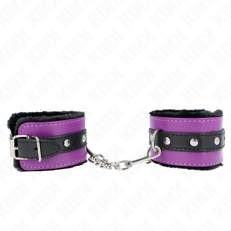 KINK - PREMIUM LINED BLACK WRISTBANDS WITH ADJUSTABLE VIOLET/BLACK STRAP 17-29 CM X 6 CM
