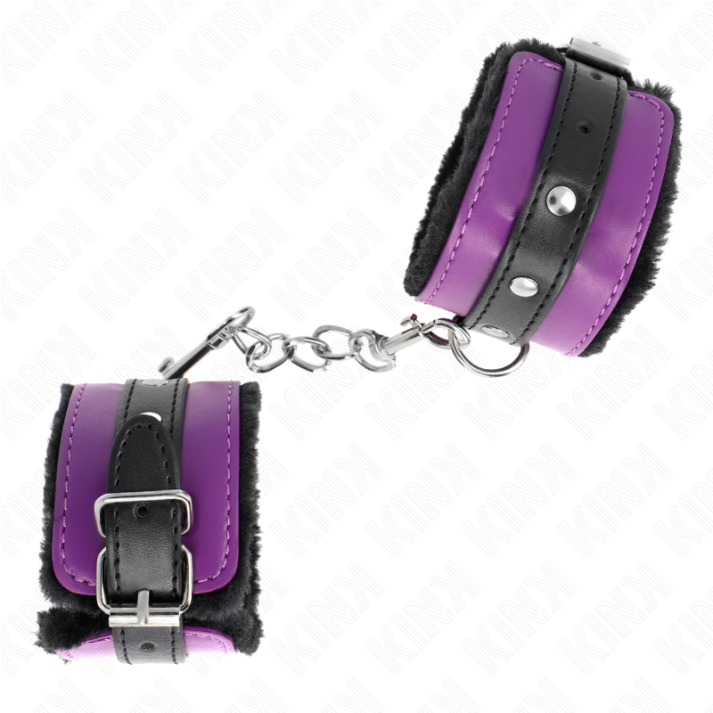 KINK - PREMIUM LINED BLACK WRISTBANDS WITH ADJUSTABLE VIOLET/BLACK STRAP 17-29 CM X 6 CM