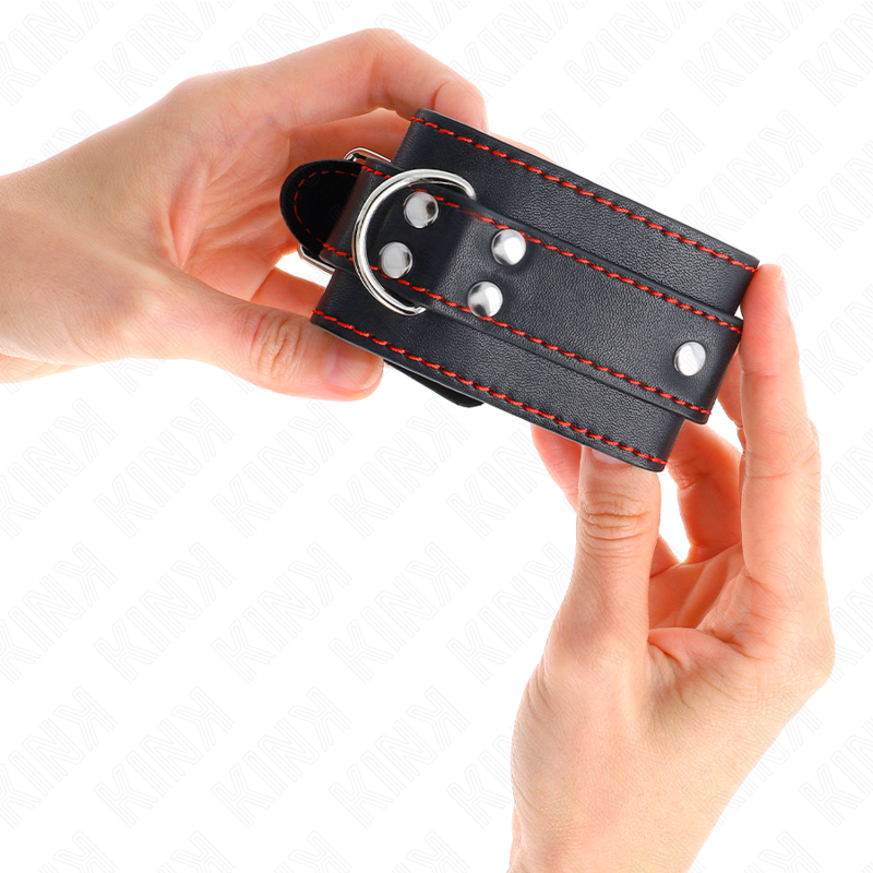 KINK - WRISTBANDS BLACK WITH RED DETAILS ADJUSTABLE 20-28 CM X 5.5 CM