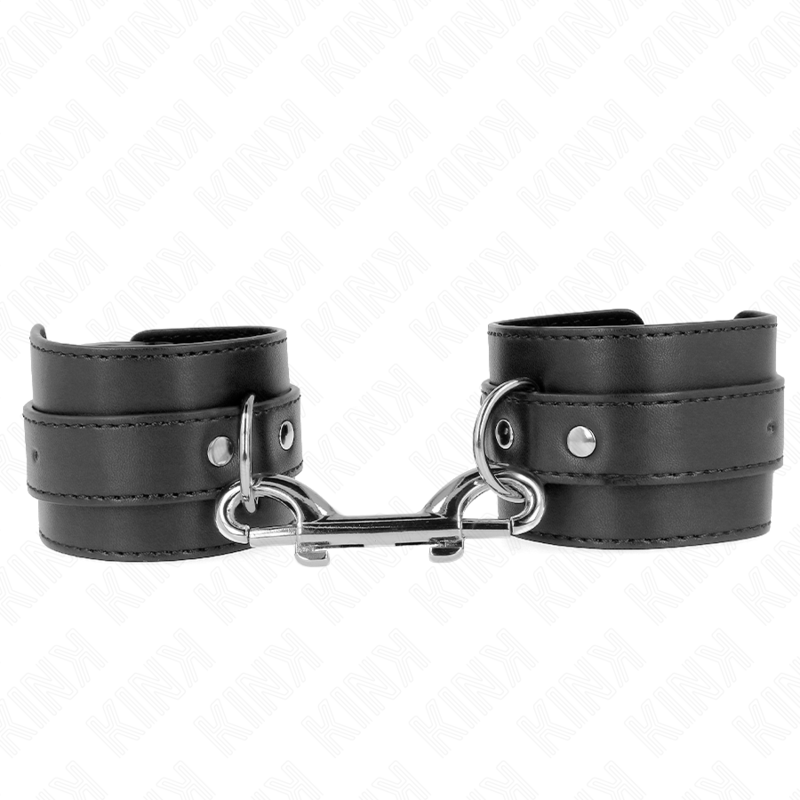 KINK - SIMPLE WRISTBANDS WITH ROW OF RIVETS AND LARGE BUCKLE, BLACK, ADJUSTABLE 17-28 CM X 5 CM