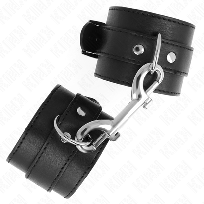KINK - SIMPLE WRISTBANDS WITH ROW OF RIVETS AND LARGE BUCKLE, BLACK, ADJUSTABLE 17-28 CM X 5 CM