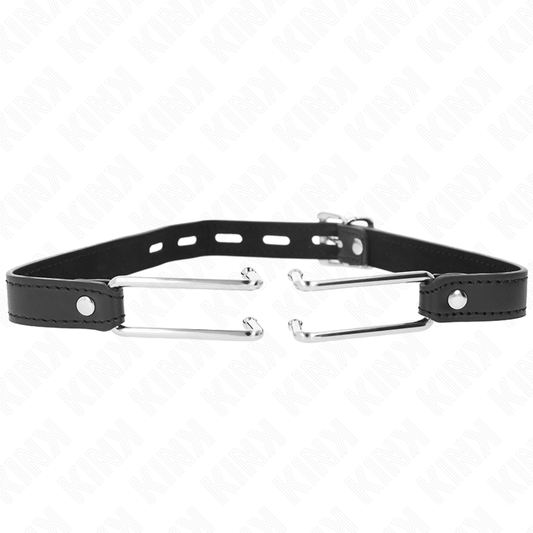 KINK - METAL HOOK GAG 11.5 CM WITH ADJUSTABLE FAUX LEATHER STRAP 39-58 CM X 2 CM
