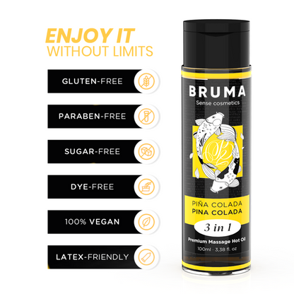 BRUMA - PREMIUM MASSAGE OIL WITH WARMING EFFECT, PINA COLADA FLAVOR, 3 IN 1 - 100 ML