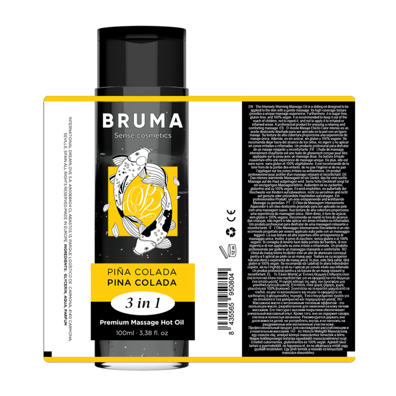 BRUMA - PREMIUM MASSAGE OIL WITH WARMING EFFECT, PINA COLADA FLAVOR, 3 IN 1 - 100 ML