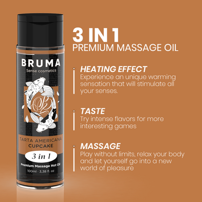 BRUMA - PREMIUM MASSAGE OIL WITH WARMING EFFECT AND AMERICAN PIE FLAVOR 3 IN 1 - 100 ML