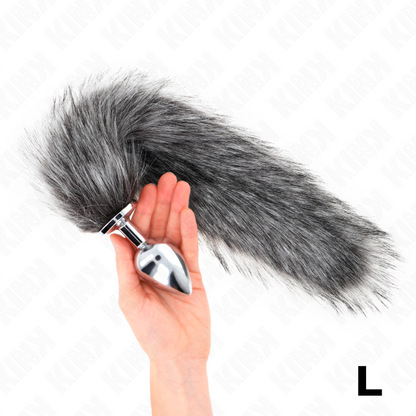 KINK - ANAL PLUG SIZE L 10 X 4 CM WITH SYNTHETIC TAIL 40 CM SILVER