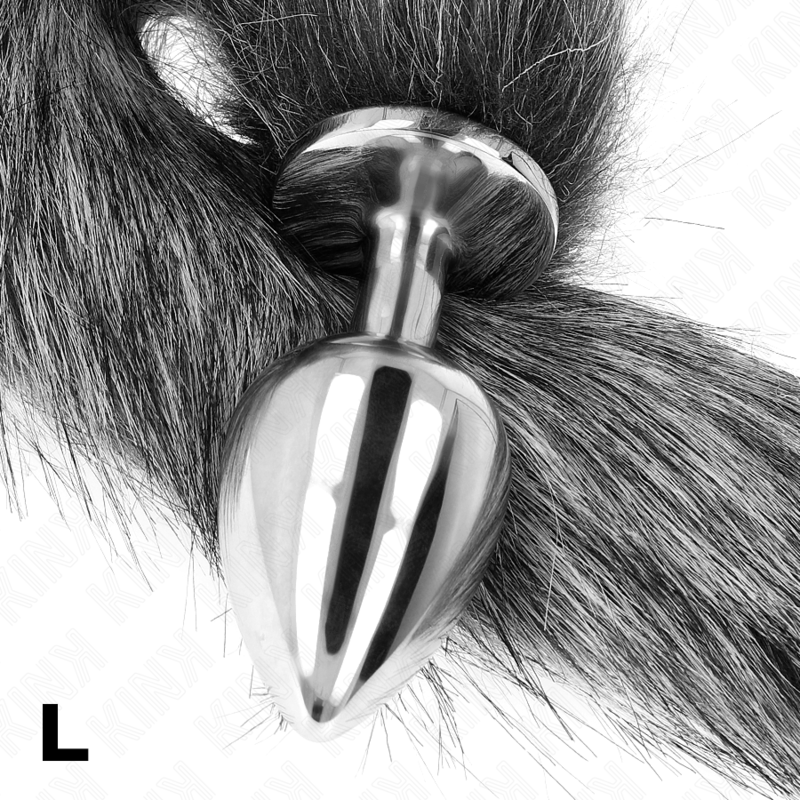 KINK - ANAL PLUG SIZE L 10 X 4 CM WITH SYNTHETIC TAIL 40 CM SILVER