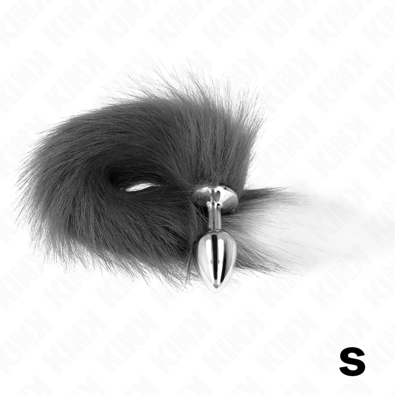 KINK - ANAL PLUG SIZE S 7 X 3 CM WITH SYNTHETIC TAIL 40 CM SILVER AND WHITE