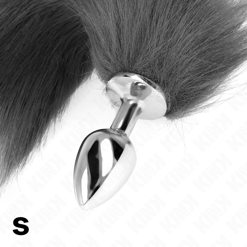 KINK - ANAL PLUG SIZE S 7 X 3 CM WITH SYNTHETIC TAIL 40 CM SILVER AND WHITE