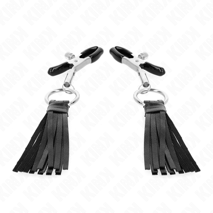 KINK - NIPPLE CLIPS WITH FAUX LEATHER TASSELS 6 CM