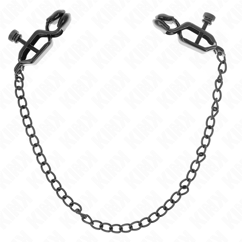 KINK - FLAT NIPPLE CLIPS BLACK WITH BLACK CHAIN ​​30 CM