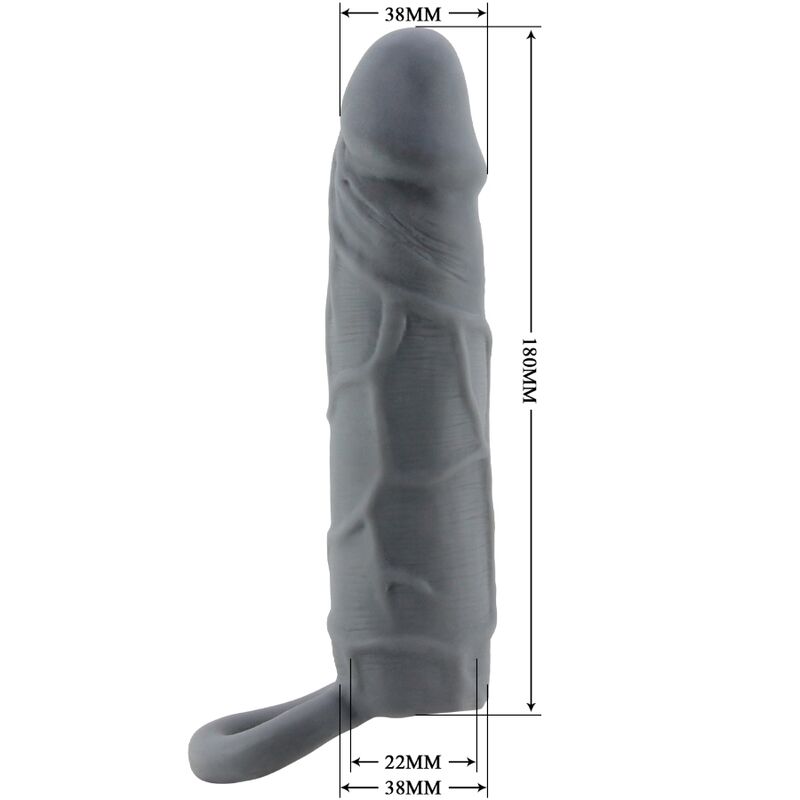 PRETTY LOVE - DARK GREY REALISTIC LEATHER PENIS SLEEVE