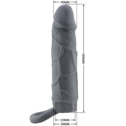 PRETTY LOVE - DARK GREY REALISTIC LEATHER PENIS SLEEVE