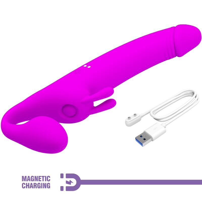 PRETTY LOVE - ZANINI DILDO STRAP-ON WITHOUT HARNESS 10 VIBRATIONS PURPLE