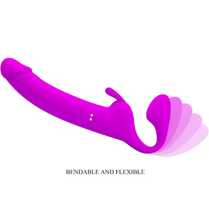PRETTY LOVE - ZANINI DILDO STRAP-ON WITHOUT HARNESS 10 VIBRATIONS PURPLE