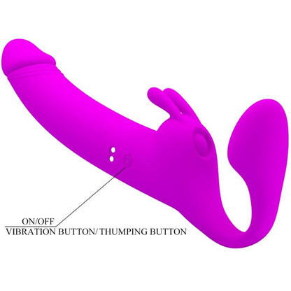 PRETTY LOVE - ZANINI DILDO STRAP-ON WITHOUT HARNESS 10 VIBRATIONS PURPLE