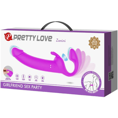PRETTY LOVE - ZANINI DILDO STRAP-ON WITHOUT HARNESS 10 VIBRATIONS PURPLE